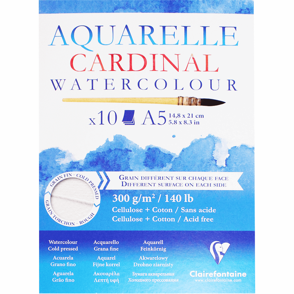 Bloco de Papel Para Aquarela Cardinal A5 300g Clairefontaine